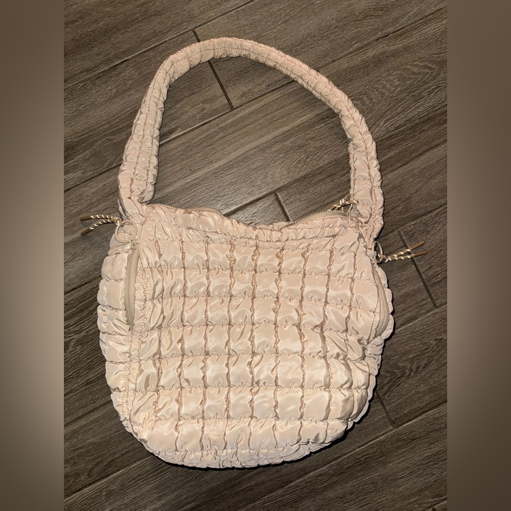 Urban Expressions Beige Quilted Shoulder Bag